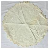 Vintage Linen Collection and Floral Crewel Embroidery Framed Artwork