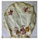 Vintage Linen Collection and Floral Crewel Embroidery Framed Artwork