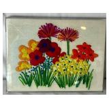 Vintage Linen Collection and Floral Crewel Embroidery Framed Artwork