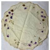 Vintage Linen Collection and Floral Crewel Embroidery Framed Artwork