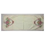 Vintage Linen Collection and Floral Crewel Embroidery Framed Artwork