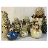 Vintage Ceramic Snowman and Bears Figurines