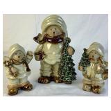 Vintage Ceramic Snowman and Bears Figurines