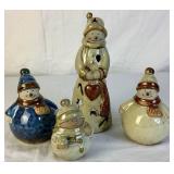 Vintage Ceramic Snowman and Bears Figurines