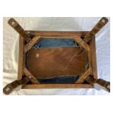 Vintage Footstool with Needlepoint Design 14" H x 11" D x 9" H