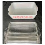 Set of Vintage Pink Gooseberry Pyrex Refrigerator Dishes