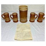 Vintage Greentown Chocolate Glass/Caramel Slag Glass Mug and Smaller Steins