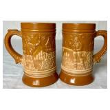 Vintage Greentown Chocolate Glass/Caramel Slag Glass Mug and Smaller Steins