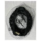 Two Vintage Black Hats with Short Veils