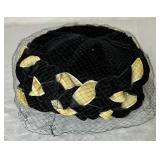 Two Vintage Black Hats with Short Veils