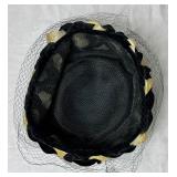 Two Vintage Black Hats with Short Veils