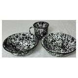 Vintage Enamelware Set -Plates, Bowls and Mug
