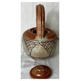 Long Handled Pottery Teapot and Matching Bowls
