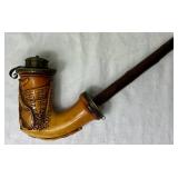 Antique Meerschaum Hand Carved Smoking Pipe with Brass Mounted Cap