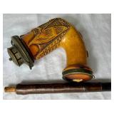 Antique Meerschaum Hand Carved Smoking Pipe with Brass Mounted Cap