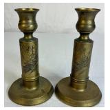 Brass Collection - Candlestick Holders, Snuffer, Oil Lamp and Pot Ashtray