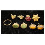 Collection of 10K Gold Pieces - Earrings, ring and pin