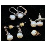 Collection of Sterling Silver - earrings and cultured pearl earrings