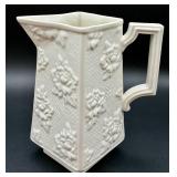 Antique Boehm USA Porcelain Bisque Pitcher Basket Weave