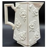 Antique Boehm USA Porcelain Bisque Pitcher Basket Weave