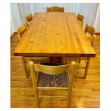 Solid Maple Butcher Block Kitchen Table and 6 MCM Italian Loewenstein Chairs