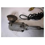 Used Heavy-Duty Electric Angle Grinder with Wire Brush Attachment