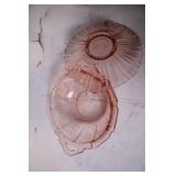 Set of 2 Pink Depression Glass Bowls with Scalloped Rims