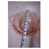 Set of 2 Pink Depression Glass Bowls with Scalloped Rims