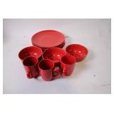 14-Piece Red Ceramic Dinnerware Set
