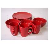 14-Piece Red Ceramic Dinnerware Set