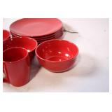 14-Piece Red Ceramic Dinnerware Set