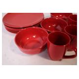 14-Piece Red Ceramic Dinnerware Set