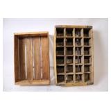 Vintage Wooden Tray and Bottle Carrier Set