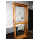 Tall Wooden Bookshelf with Open Slat Design