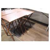 Set of 4 Folding TV Tray Tables with Woodgrain Pattern