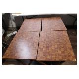 Set of 4 Folding TV Tray Tables with Woodgrain Pattern
