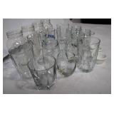 Collection of Assorted Clear Glass Jars and Tumblers