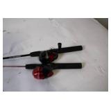 Set of 2 Zebco Duck Commander Spincast Fishing Rod and Reel Combos