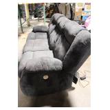 Used Gray Reclining Sofa with Built-In USB Ports