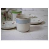 Vintage Set of 10 Floral Pattern Teacups and 8 Matching Saucers