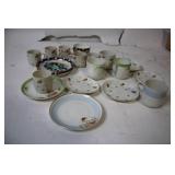 Vintage Set of 10 Floral Pattern Teacups and 8 Matching Saucers