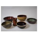 Set of 6 Handcrafted Ceramic Pottery Bowls and Jug