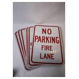 Set of 6 Metal No Parking Fire Lane and Anytime Signs