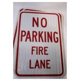 Set of 6 Metal No Parking Fire Lane and Anytime Signs