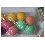 Wooden Display Rack with Clock and Assorted Golf Balls and Tees