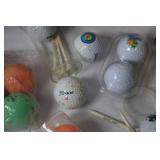 Wooden Display Rack with Clock and Assorted Golf Balls and Tees