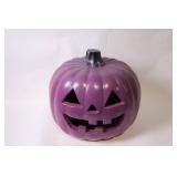 Large Purple Pumpkin Decoration with Happy Face Design