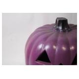 Large Purple Pumpkin Decoration with Happy Face Design
