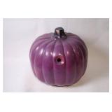 Large Purple Pumpkin Decoration with Happy Face Design