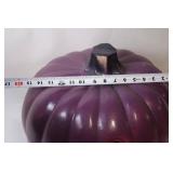 Large Purple Pumpkin Decoration with Happy Face Design